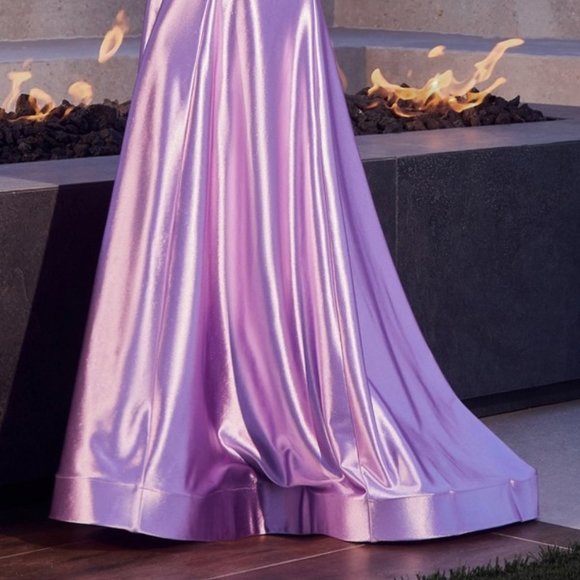 NEW LONG OFF THE SHOULDER STRAPLESS SATIN DRESS WITH STRUCTURAL CORSET CD294 - Picture 7 of 10